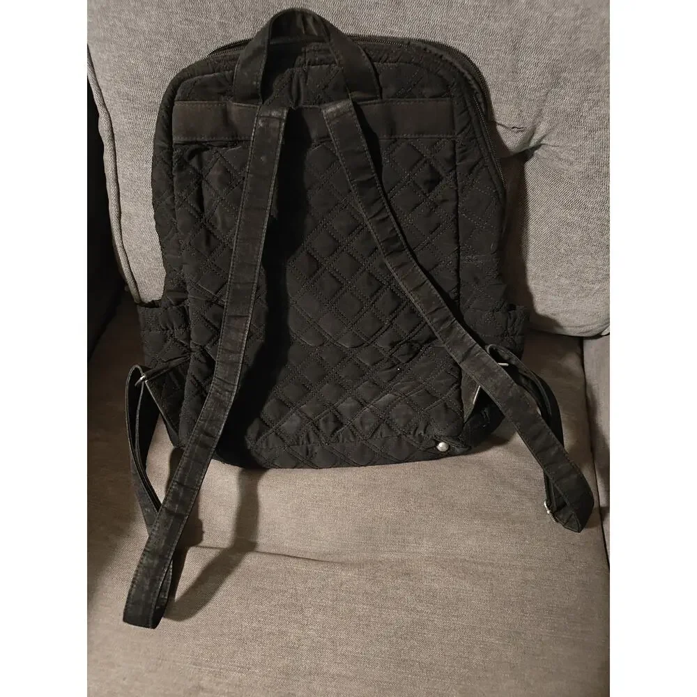 Vera Bradley Campus Backpack Purse Black Quilt Microfiber Utility Academia Boho